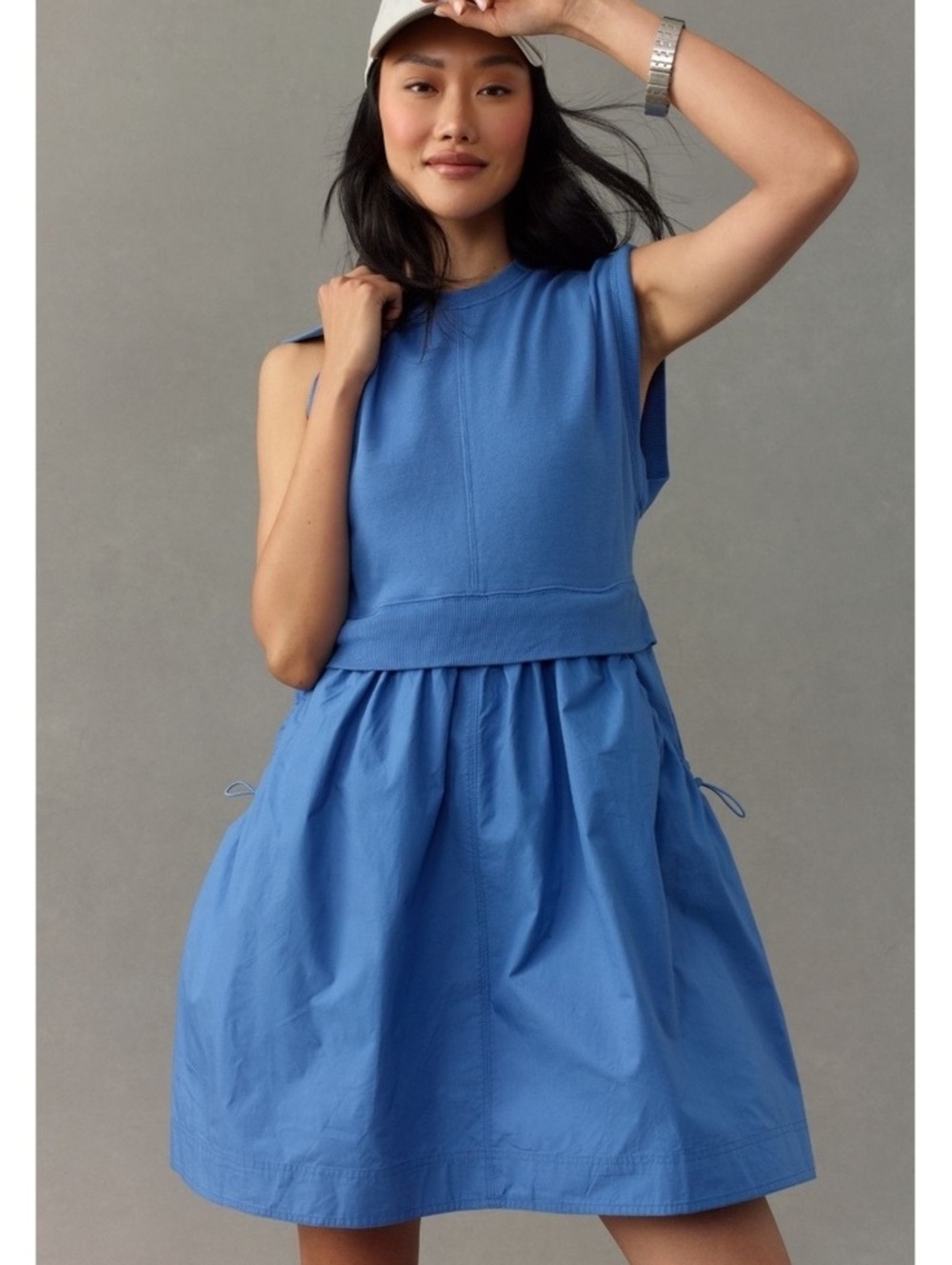 Daily Practice Gardenia Muscle Twofer Babydoll Mini Dress blue Anthropologie